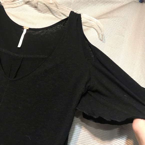 Free People Bittersweet Black Cold Shoulder Tee S - Picture 3 of 5
